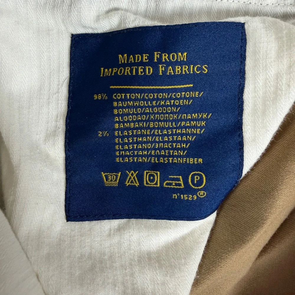 Polo Ralph Lauren Mens Stretch Classic Fit Chino Pants Tan Khaki 34x32
